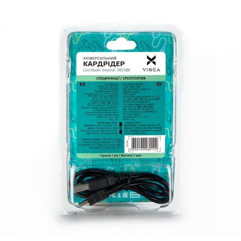 Зчитувач флеш-карт Vinga CR010BK
