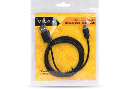 Дата кабель USB 2.0 AM to Micro 5P 1.0m Rainbow M Black Vinga (CUM0100BK)