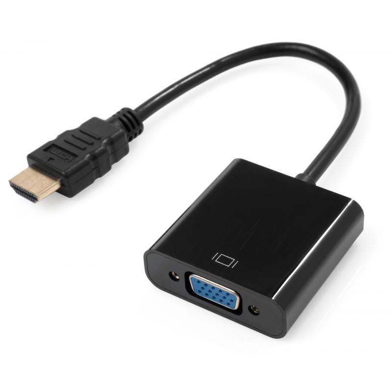 Перехідник HDMI M to VGA F 0.15m 1080p black Vinga (VCPAHDMIM2VGAFBK)
