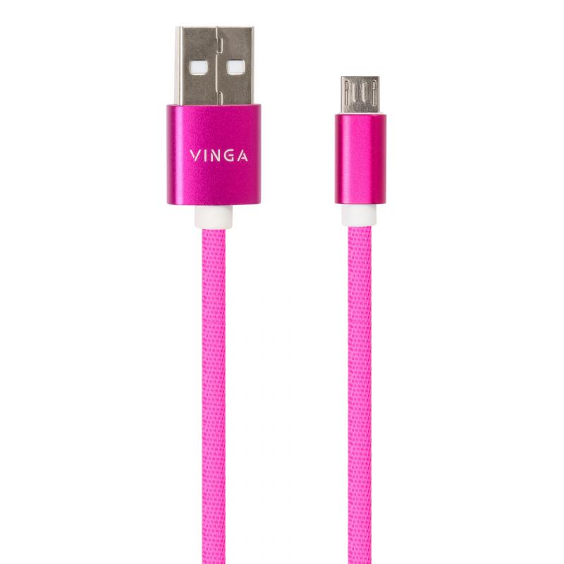 Дата кабель USB 2.0 AM to Micro 5P 1.0m rainbow nylon Vinga (VCPDCMCOLNB1RS)