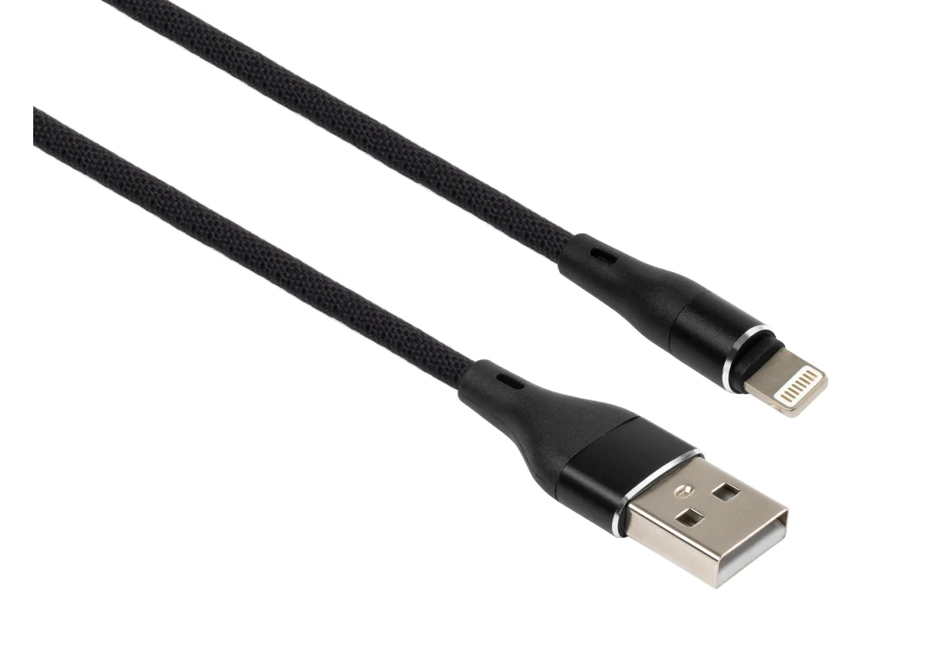 Data cable USB 2.0 AM to Lightning 1.0m cylindric nylon back Vinga (VCPDCLCANB1BK)