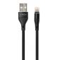 Дата кабель USB 2.0 AM to Lightning 1.0m cylindric nylon back Vinga (VCPDCLCANB1BK)