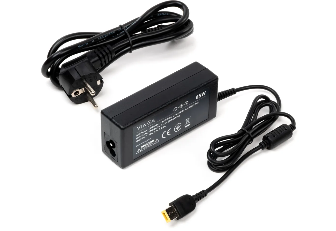 Блок живлення до ноутбуку Vinga Lenovo 65W 20V 3.25А square with pin (VPA-2032-LNSQ01-101)