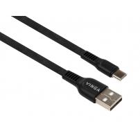 Дата кабель USB 2.0 AM to USB-C 1.0m flat art TPE back Vinga (VCPDCTCFTPE1BK)