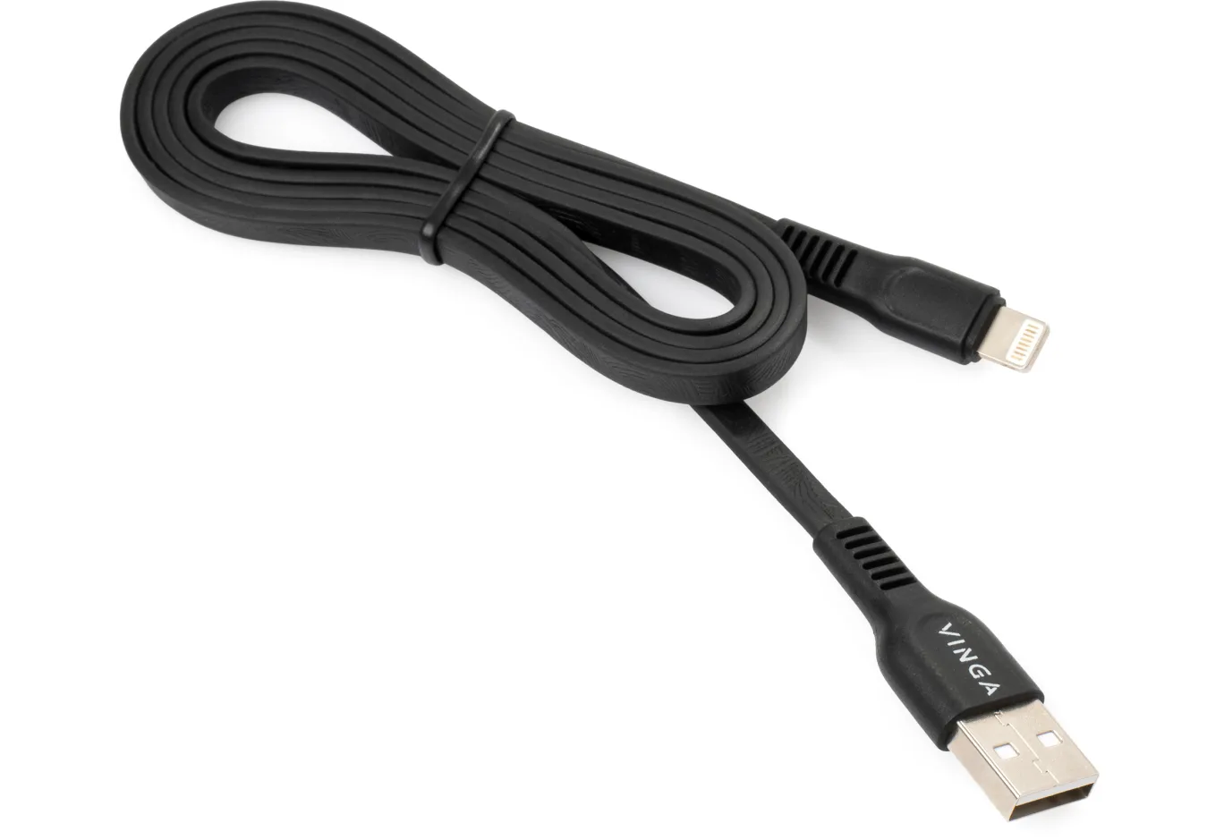 Data cable USB 2.0 AM to Lightning 1.0m flat art TPE back Vinga (VCPDCLFTPE1BK)