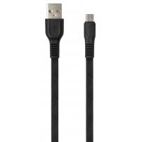 Дата кабель USB 2.0 AM to Micro 5P 1.0m flat art TPE back Vinga (VCPDCMFTPE1BK)