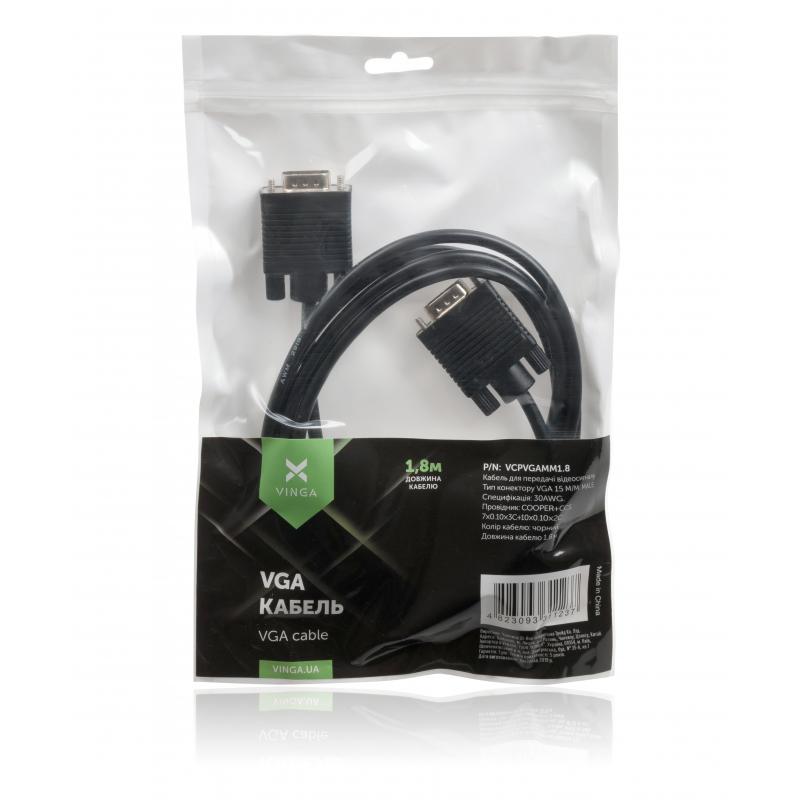 Кабель мультимедійний VGA M to VGA M 1.8m Vinga (VCPVGAMM1.8)