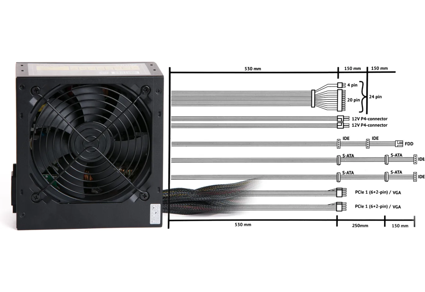 Power supply Vinga 500W (VPS-500PV2)