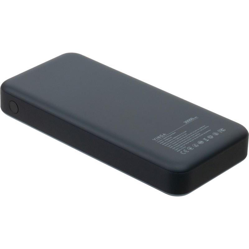 Батарея універсальна Vinga 30000 mAh 100W Display VA Grey (Li-Ion) (VPBB30100)