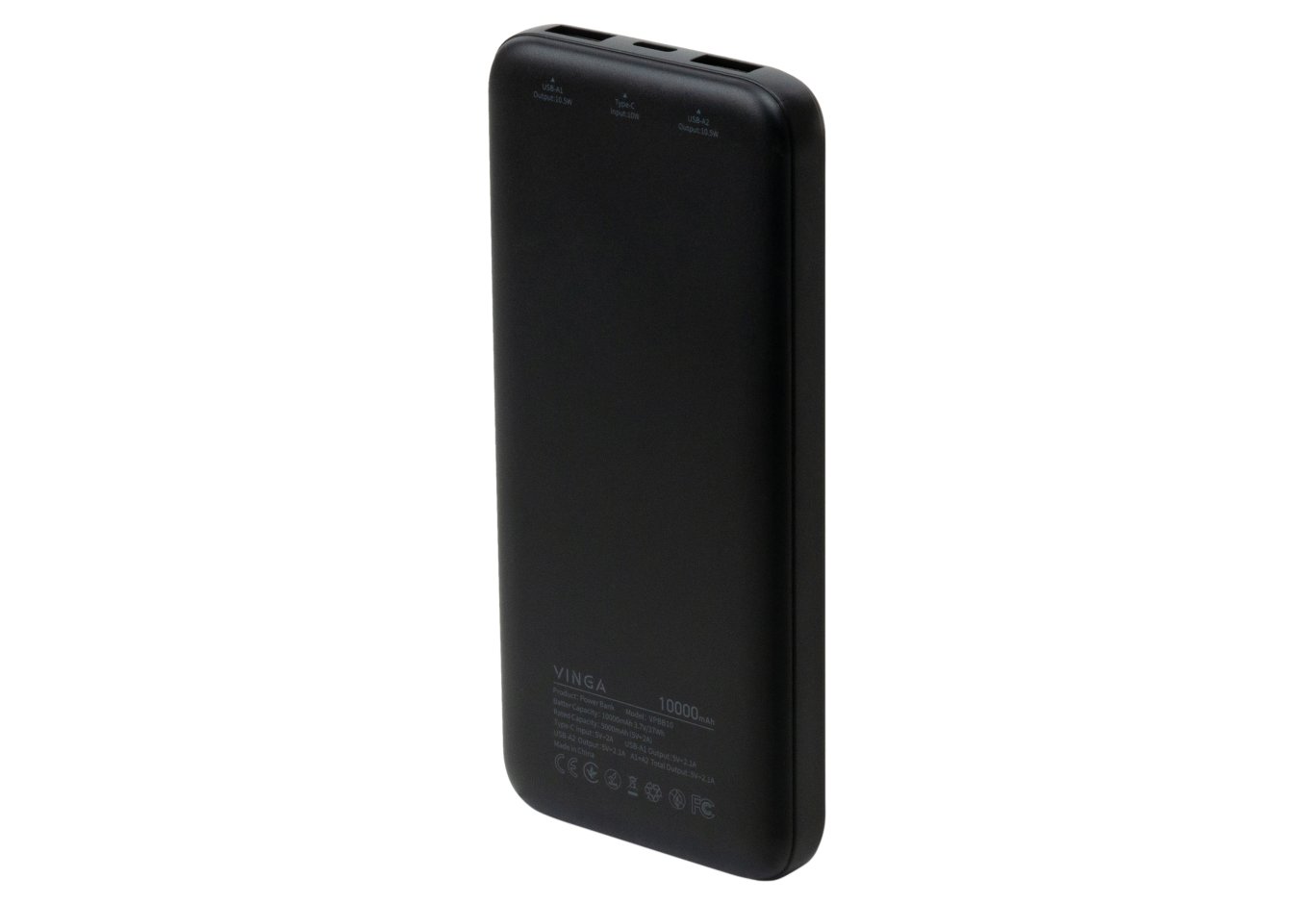 Батарея універсальна Vinga 10000 mAh 10W Black (VPBB10)