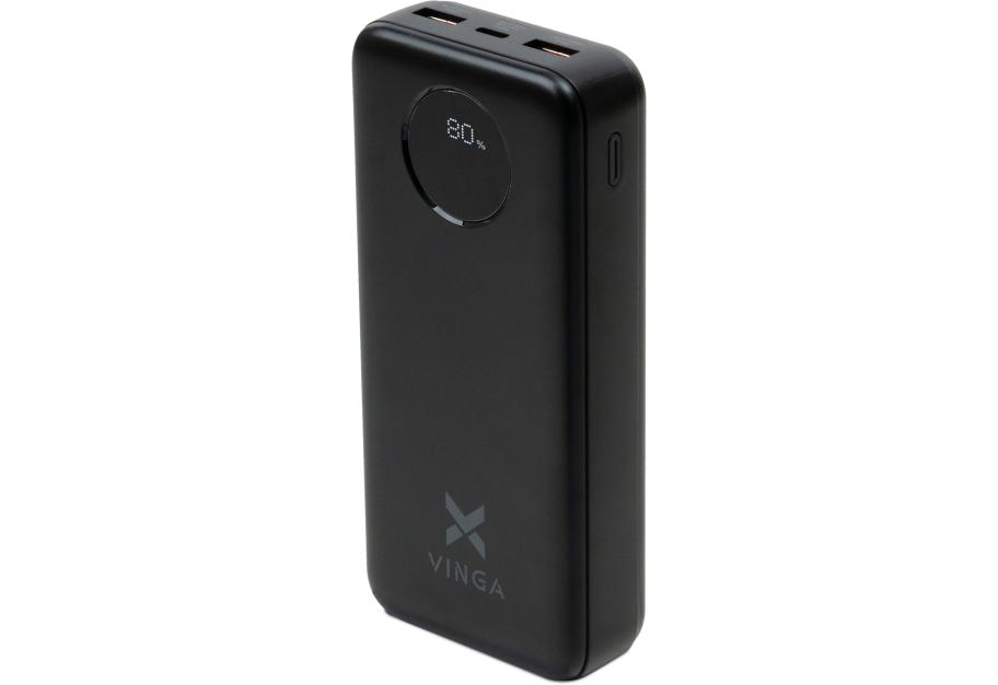 Батарея універсальна Vinga 20000 mAh 22.5W Display Black (VPBB2022)