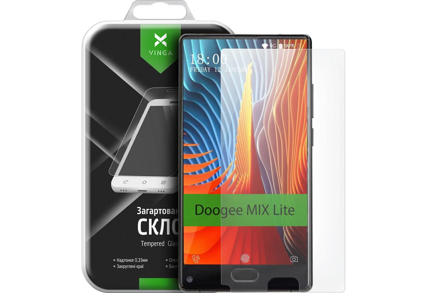 Скло захисне Vinga для Doogee MIX Lite (VTPGS-DMIXL)