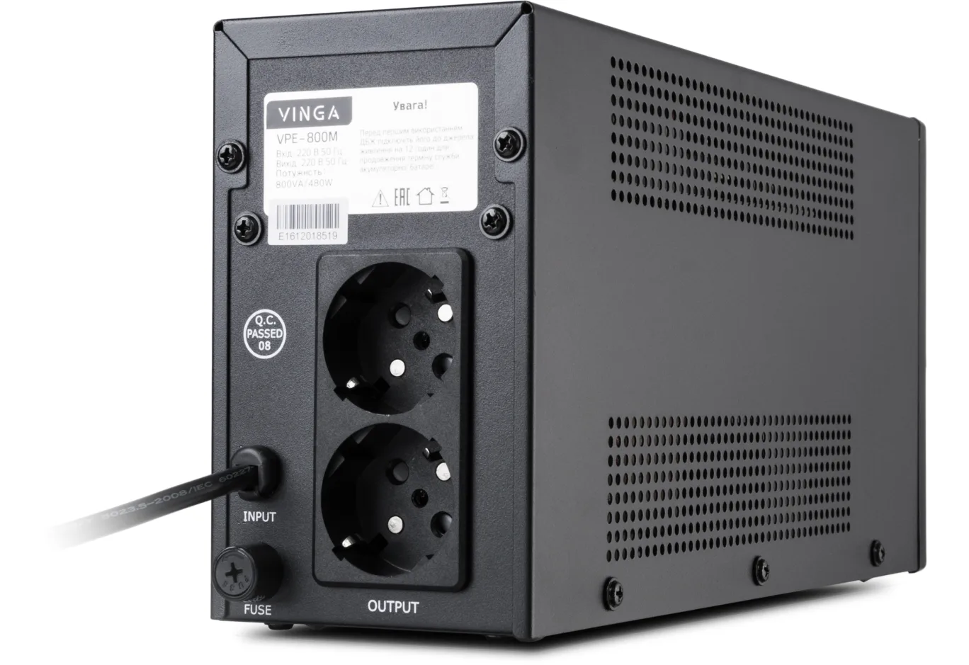 Uninterruptible Power Supply Vinga LED 800VA metal case (VPE-800M)