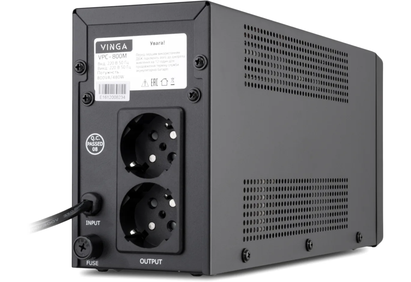 Uninterruptible Power Supply Vinga LCD 800VA metal case (VPC-800M)