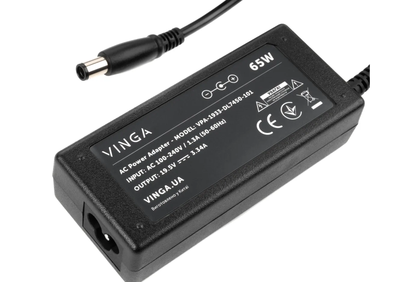 Laptop power supply Vinga DELL 65W 19.5V 3.34A 7.4*5.0 (VPA-1933-DL7450-101)