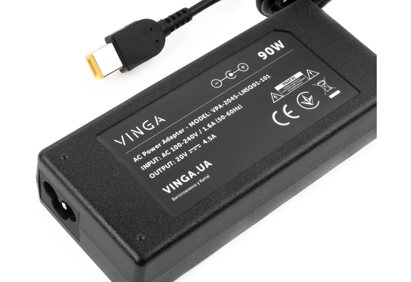 Блок живлення до ноутбуку Vinga Lenovo 90W 20V 4.5A square (VPA-2045-LNSQ01-101)