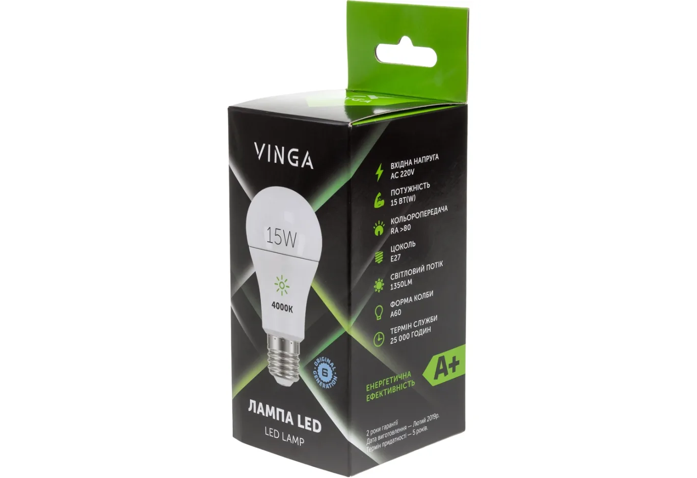 Лампочка Vinga VL-A60E27-154L