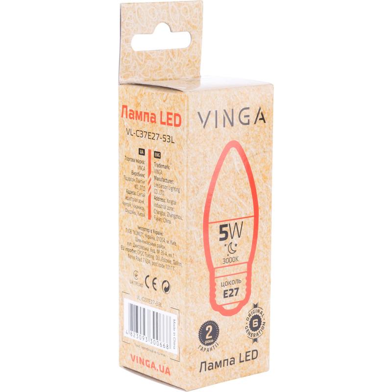 Лампочка Vinga VL-C37E27-53L