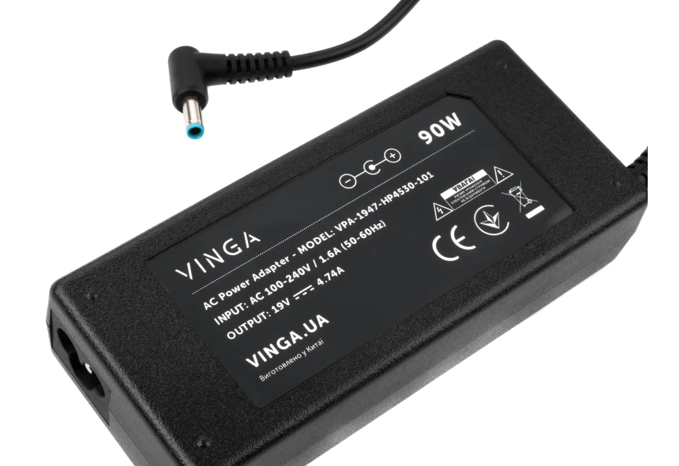 Laptop power supply Vinga HP 90W 19V 4.74A 4.5*3.0 (VPA-1947-HP4530-101)