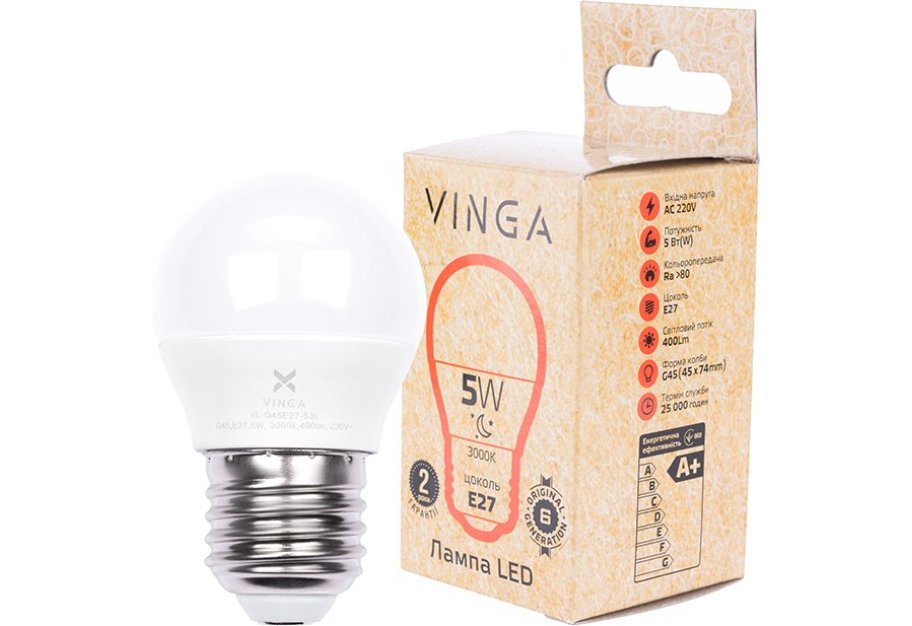 Лампочка Vinga VL-G45E27-53L