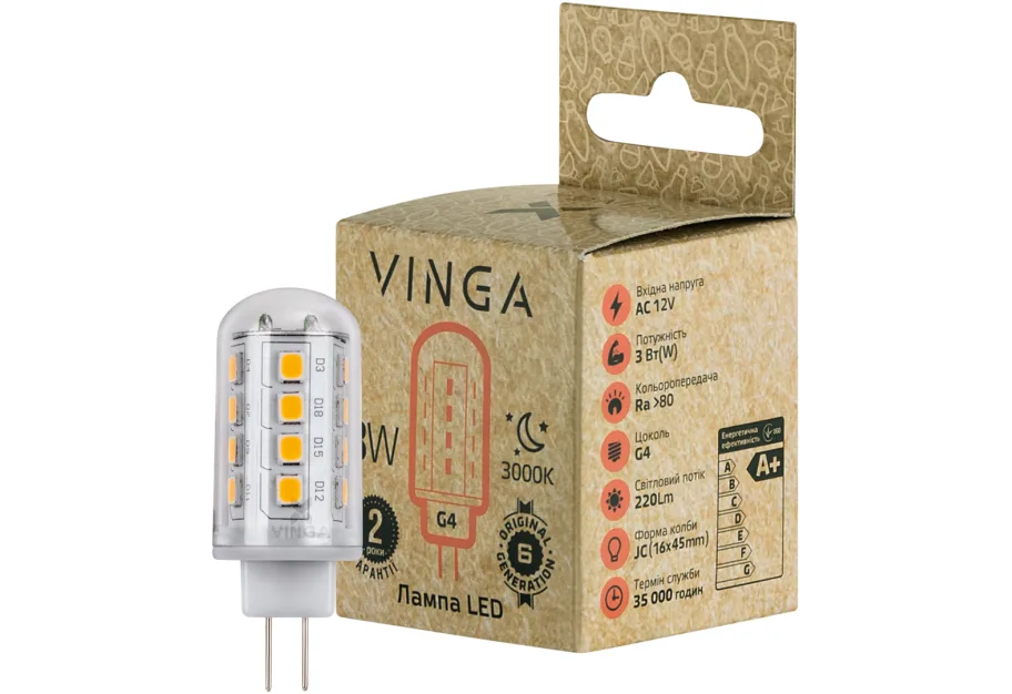 Лампочка Vinga VL-JCG4-33L-12