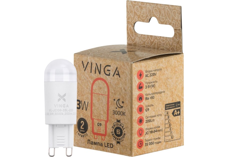Лампочка Vinga VL-JCG9-33L-220