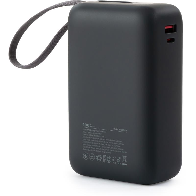 Батарея універсальна Vinga 30000 mAh 65W Display Cable (VPBB3065C)