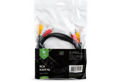 Кабель мультимедійний 3xRCA M to 3xRCA M 1.8m Vinga (VCP3RCA1.8)