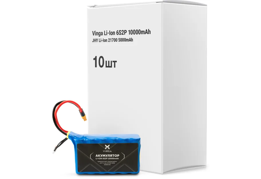 Battery pack Vinga Li-Ion 6S2P 10000mAh коробка 10 шт (JHY Li-Ion 21700 5000mAh) (V6S2P-10PCS-10000MAH)