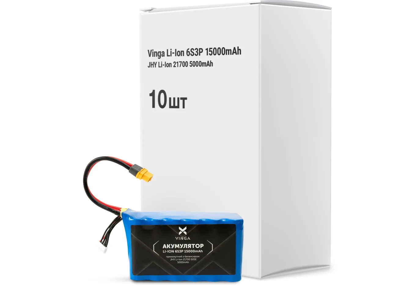 Battery pack Vinga Li-Ion 6S3P 15000mAh коробка 10 шт (JHY Li-Ion 21700 5000mAh) (V6S3P-10PCS-15000MAH)