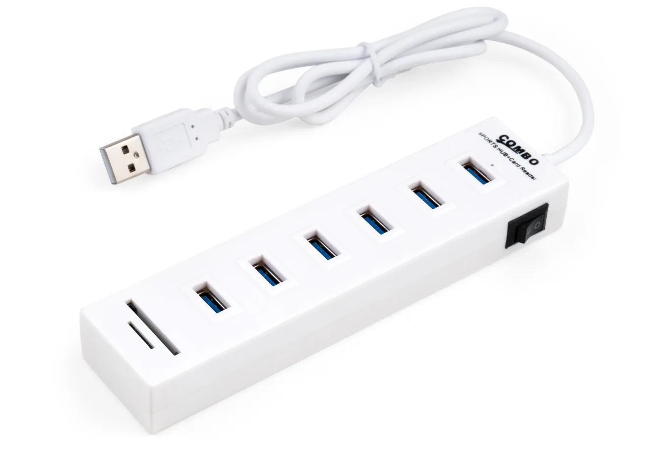 Hub Vinga 6xUSB2.0 + card-reader with switch 0.8m (VCP2H6USBCRSWWH)
