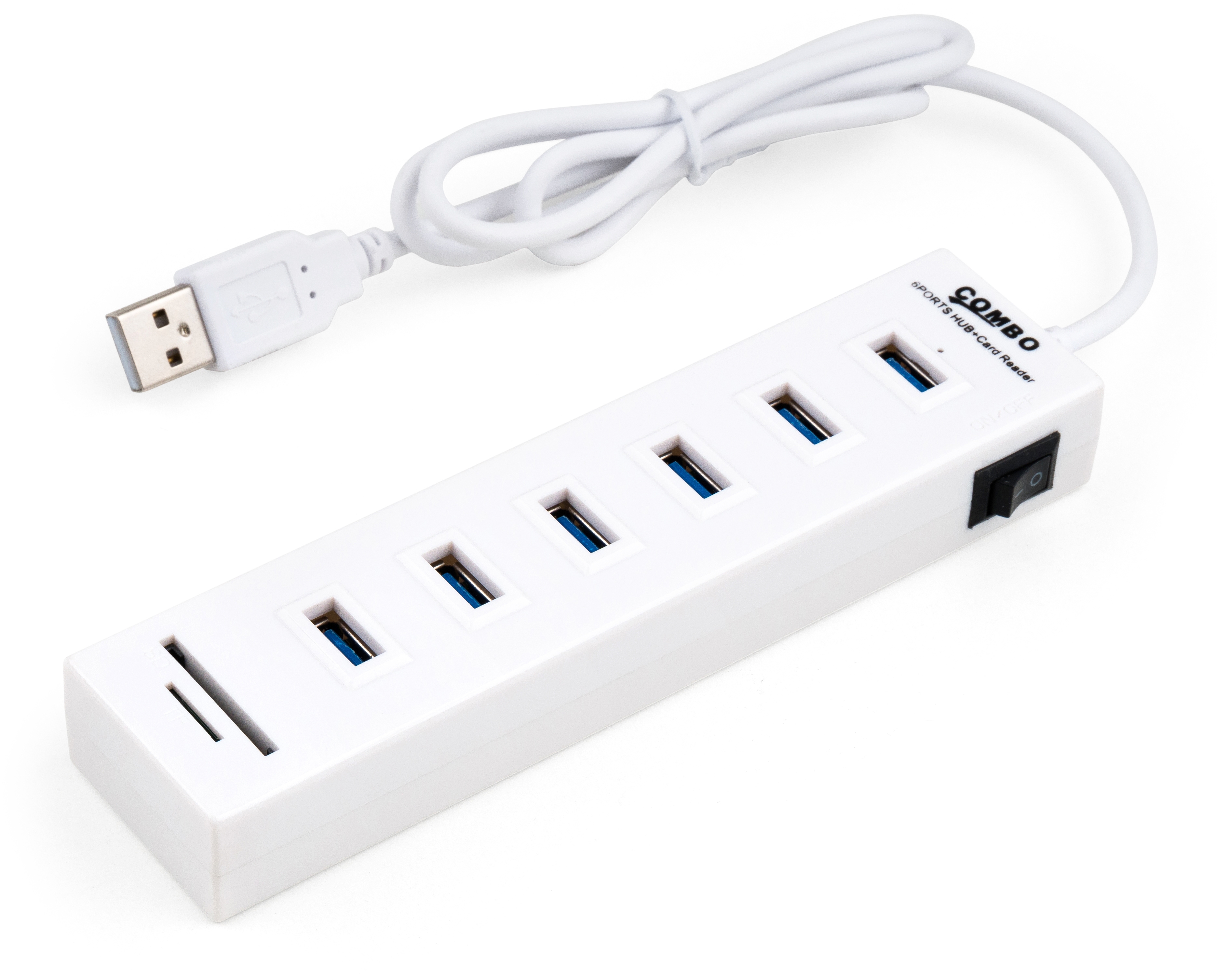Hub Vinga 6xUSB2.0 + card-reader with switch 0.8m (VCP2H6USBCRSWWH)