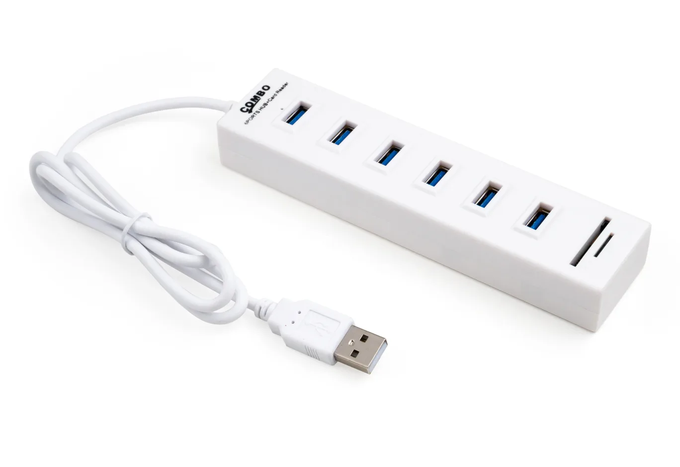 Hub Vinga 6xUSB2.0 + card-reader with switch 0.8m (VCP2H6USBCRSWWH)