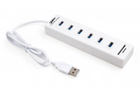 Концентратор Vinga 6xUSB2.0 + card-reader with switch 0.8m (VCP2H6USBCRSWWH)