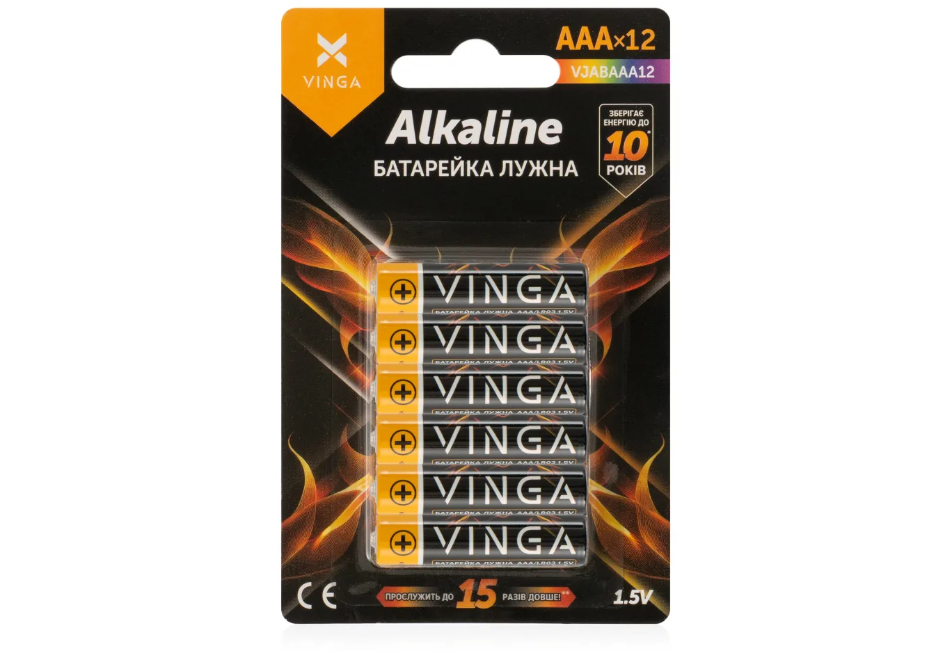 Battery AAA LR03 Alkaline 12pcs Blister Vinga (VJABAAA12)