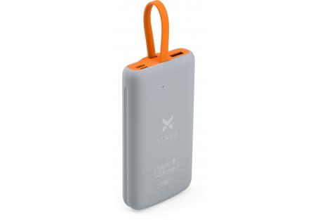 Батарея універсальна Vinga 10000 mAh SuperQC soft touch w/cable 22.5W dark grey (VPB1SQSCDG)