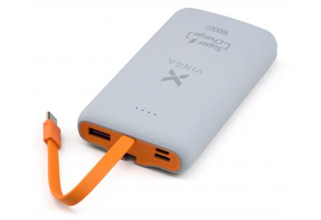 Батарея універсальна Vinga 10000 mAh SuperQC soft touch w/cable 22.5W dark grey (VPB1SQSCDG)