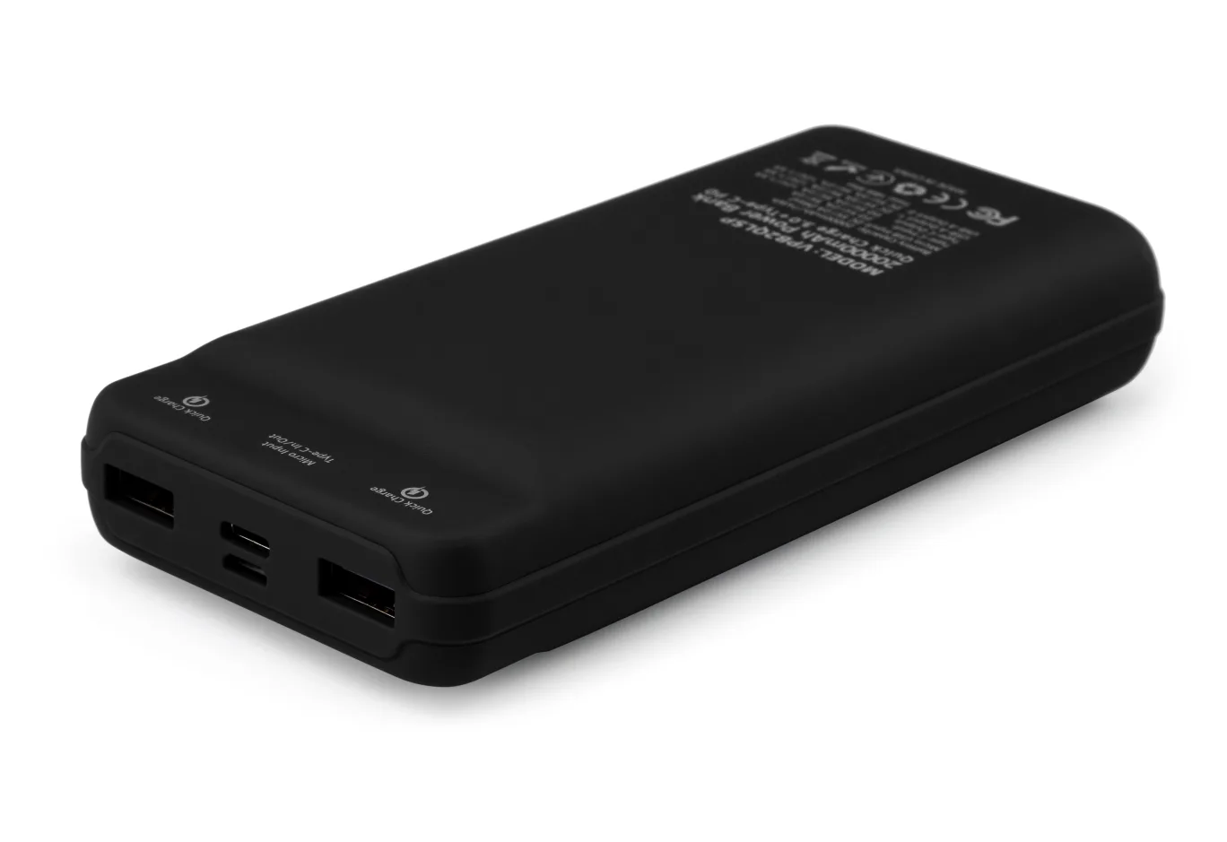 Universal Battery Vinga 20000 mAh QC3.0 Display soft touch black (VPB2QLSBK)