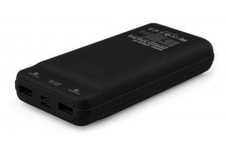 Батарея універсальна Vinga 20000 mAh QC3.0 Display soft touch black (VPB2QLSBK)