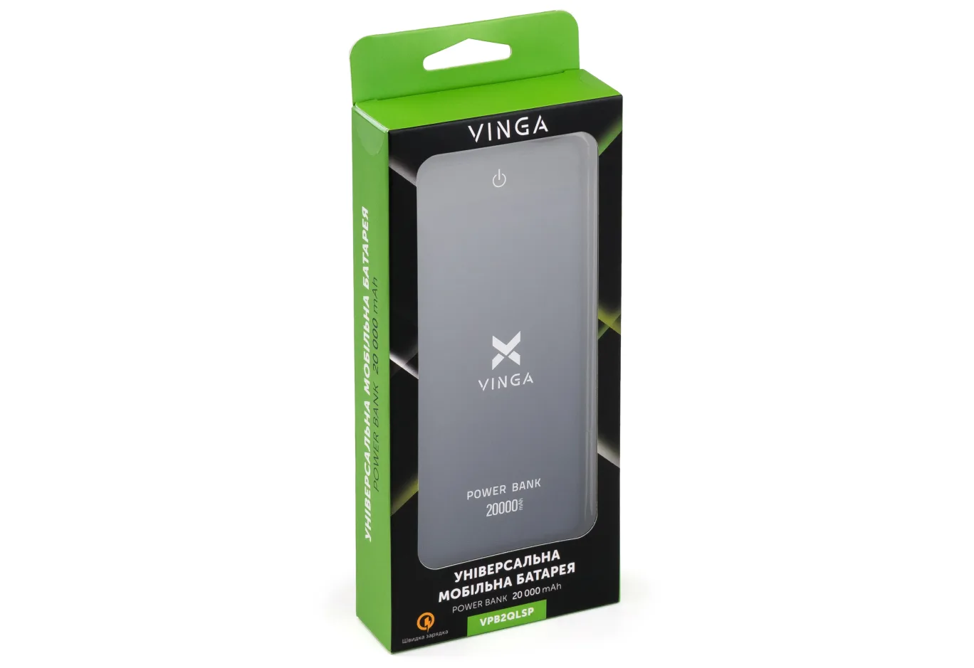 Universal Battery Vinga 20000 mAh QC3.0 Display soft touch purple (VPB2QLSP)