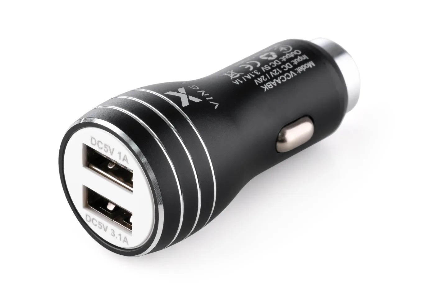 Charger Vinga Dual USB Car Charger aluminium 15.5W Max (VCCAABK)