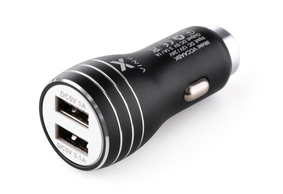 Charger Vinga Dual USB Car Charger aluminium 15.5W Max (VCCAABK)