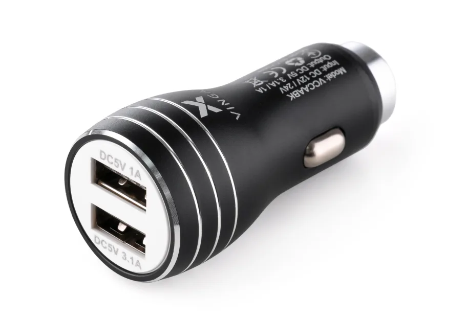 Charger Vinga Dual USB Car Charger aluminium 15.5W Max (VCCAABK)
