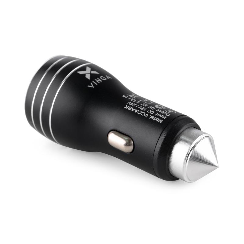 Зарядний пристрій Vinga Dual USB Car Charger aluminium 15.5W Max
