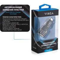 Зарядний пристрій Vinga Dual USB Car Charger aluminium 15.5W Max (VCCAABK)