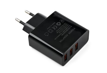 Зарядний пристрій Vinga 3 Port Display Wall Charger 17W Max (VWCAAADBK)