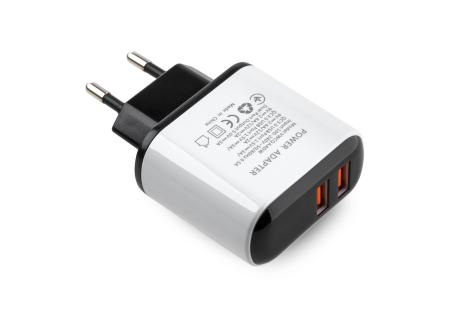 Зарядний пристрій Vinga 2 Port QC3.0 Display Wall Charger (VWCQAADW)