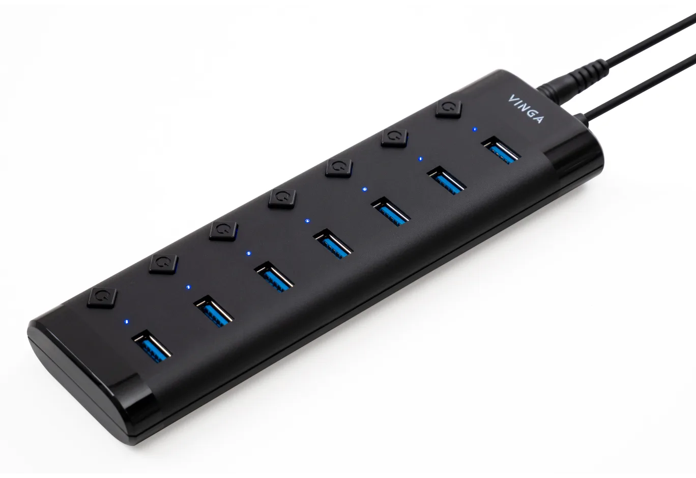 Концентратор Vinga USB3.0 to 7*USB3.0 1m cable with Switch and Power Adapter (VHA3A7B)