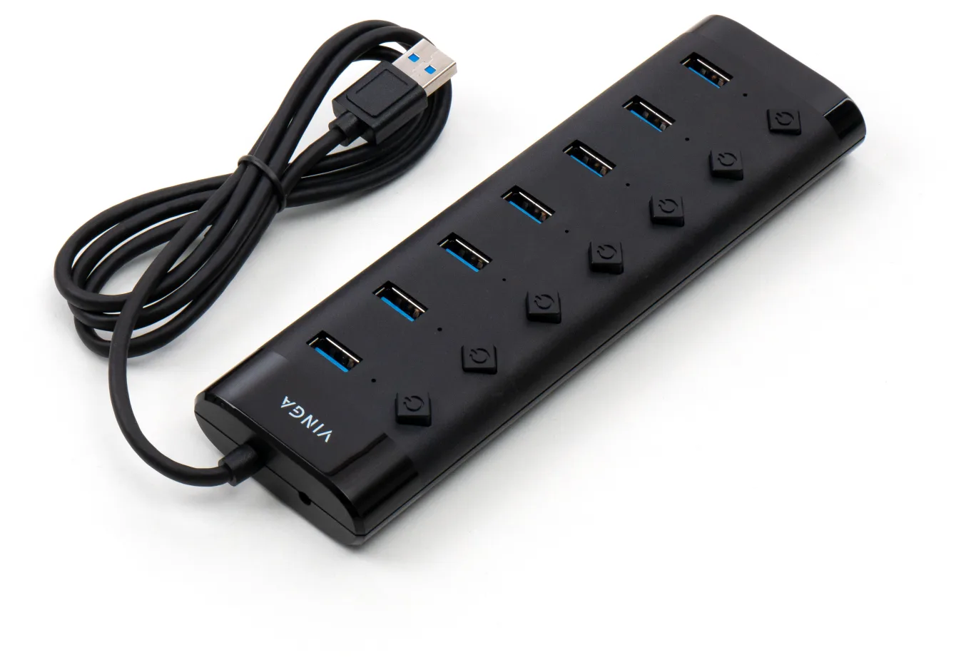 Концентратор Vinga USB3.0 to 7*USB3.0 1m cable with Switch and Power Adapter (VHA3A7B)