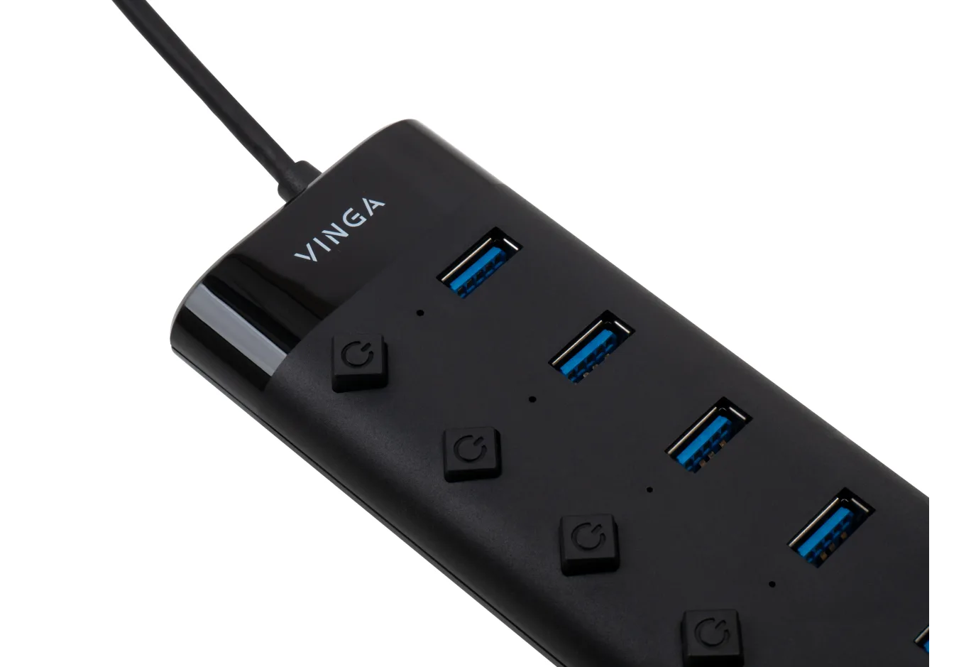 Концентратор Vinga USB3.0 to 7*USB3.0 1m cable with Switch and Power Adapter (VHA3A7B)